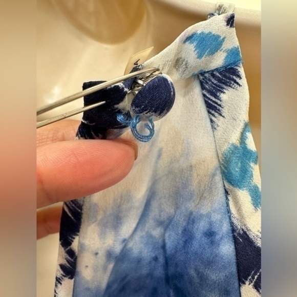 Rebecca Taylor Blue White Cloud Halter Silk Dress - Picture 8 of 9